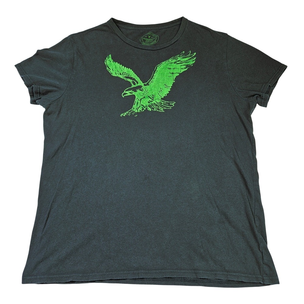 American Eagle Gray Neon Green Eagle Graphic Tee Athletic T-Shirt L Gorpcore Y2K
